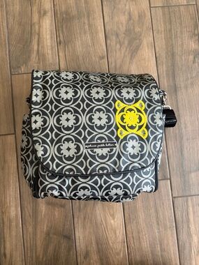 Petunia Pickle Bottom Black and Gray Messenger Bag with Yellow Detail